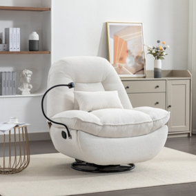 Fallon Boucle Fabric Swivel Based Recliner Chair - Cream