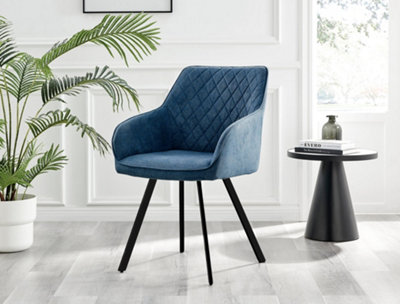 Blue fabric dining discount chairs