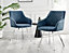 Falun Deep Padded Dining Chairs Upholstered in Soft & Durable Blue Fabric With Chrome Legs (Set of 2)