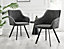 Falun Deep Padded Dining Chairs Upholstered in Soft & Durable Dark Grey Fabric With Black Legs (Set of 2)