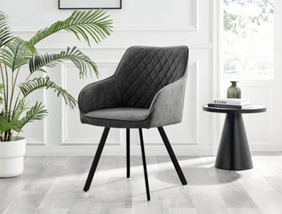 Grey fabric dining chairs with black legs online