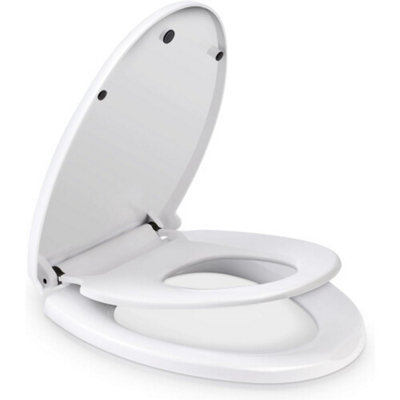 Family 2-in-1 Soft Close Toilet Seat Detachable Oval Child Seat Quick Release