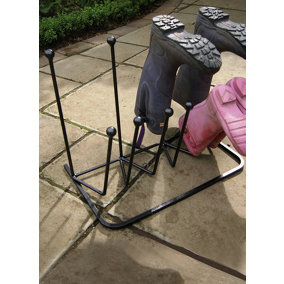 Family Boot Rack - Steel Wellie Stand - Steel - L34.3 x W53.4 x H45.8 cm - Black