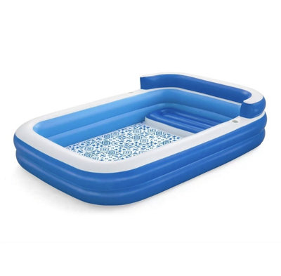 Family Lounge Inflatable Pool with Bench Seat, Headrests, Cup Holders ...