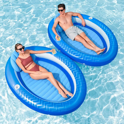 Family Lounge Inflatable Pool with Bench Seat, Headrests, Cup Holders ...