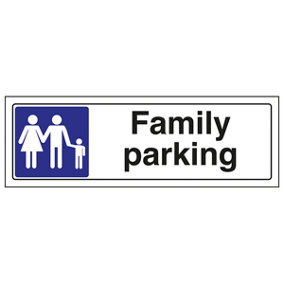 Family Parking Space Notice Sign - Rigid Plastic - 300x100mm (x3)