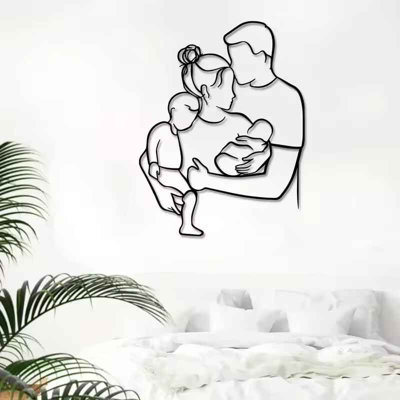 Family Portrait Metal Wall Art Line Design