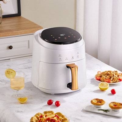 Family Size 5.5 L 1400W White Digital Air Fryer Oven with Non Stick Basket and Timer