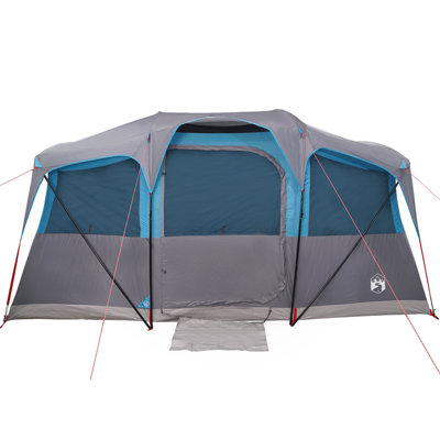 Family Tent with Windows Dome Blue 10-Person Waterproof