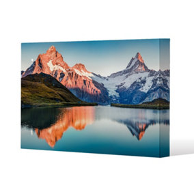 Fantastic evening panorama of Bachalp lake (Canvas Print) / 152 x 101 x 4cm