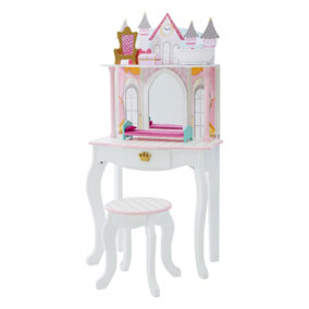 Fantasy Fields by Teamson Kids by Teamson Kids Kids Dreamland Castle Dressing Tables Vanity Table With Mirror and Stool TD-12951A