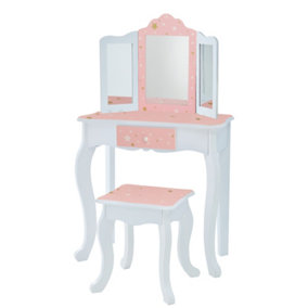 Fantasy Fields by Teamson Kids Gisele Kids Dressing Table Vanity Table With Mirror & Stool Twinkle Star Print TD-11670Q