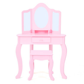 Fantasy Fields by Teamson Kids Lady Alessandra Corner Vanity and Stool Set, Pink