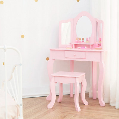 Fantasy Fields by Teamson Kids Lady Alessandra Corner Vanity and Stool Set, Pink