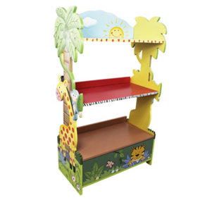 Fantasy Fields by Teamson Kids  Large Sunny Safari Kids Bookshelf Bookcase Toy Organiser Storage With Drawers W-8268A