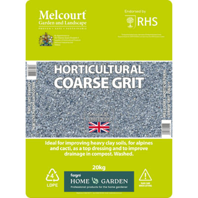 Fargro Melcourt Horticultural Grit Coarse, for Improving Drainage in Heavy Soils and Pots, 20kg