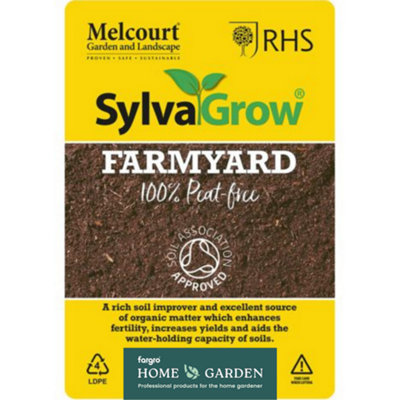 Fargro Melcourt SylvaGrow™ Farmyard Manure, Organic Farm Compost, Soil Improver 50L