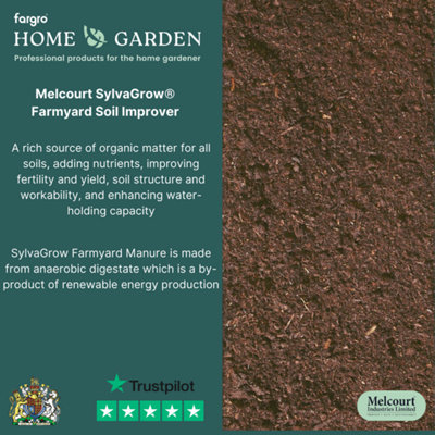 Fargro Melcourt SylvaGrow™ Farmyard Manure, Organic Farm Compost, Soil Improver 50L