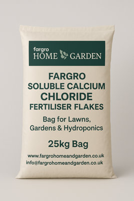 Fargro Soluble Calcium Chloride Fertiliser Flakes, 25kg Bag for Lawns, Gardens & Hydroponics