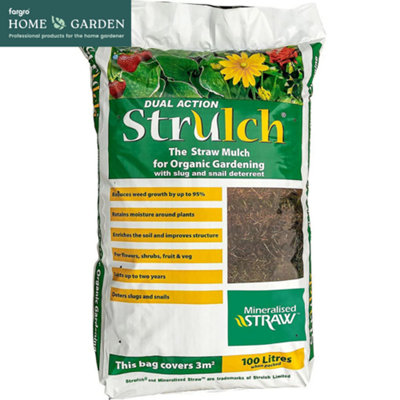 Fargro™ Strulch Organic Garden Mulch 9kg (1 x 100L), Frost Protection, Moisture Retention, Weed Control