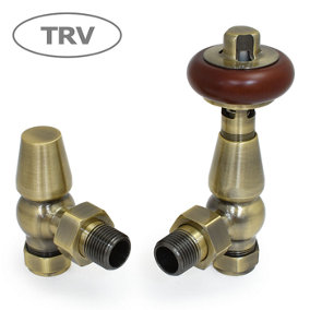 Faringdon Traditional Thermostatic Radiator Valve - Antique Brass (Angled TRV)