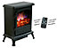 Farlington Fireplace Suite with a Black Electric Stove - White Top/Rustic Brick