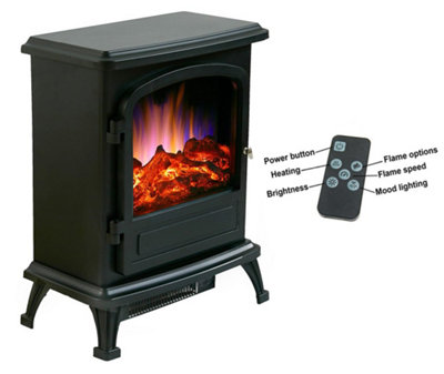 Farlington Fireplace Suite with a Black Electric Stove - White Top/Rustic Brick