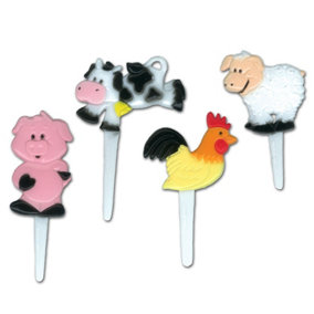 Farm Animals Cupcake Topper (Pack of 12) Multicoloured (One Size)