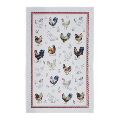 Farm Birds Animal Print 100% Cotton Tea Towel