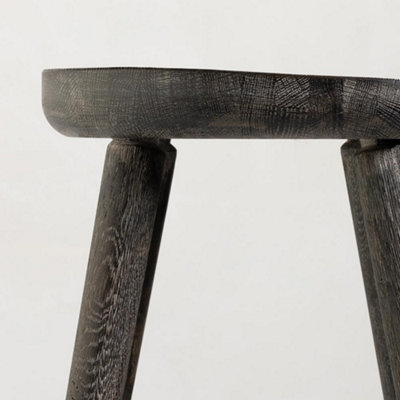 Farmhouse Bar Stool Shaker Shaped Seat Ashy Ink Solid Oak Counter Frame ...