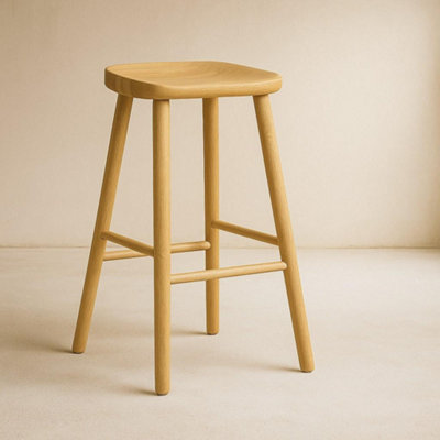 Farmhouse Bar Stool Shaped Counter 66cm Seat Height Natural Oak Shaker ...
