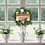Farmhouse Door Artificial Rose Flower Wreath Pendant Sign Green Decoration with Welcome 45 cm