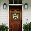 Farmhouse Door Artificial Rose Flower Wreath Pendant Sign Green Decoration with Welcome 45 cm
