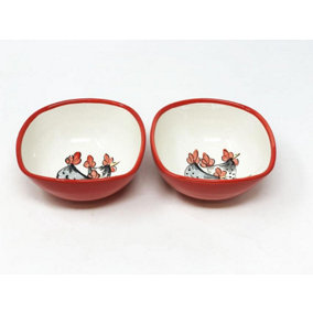 Farmhouse Hand Painted Ceramic Kitchen Dining Set of 2 Cereal Bowls (D) 14cm x (H) 7cm