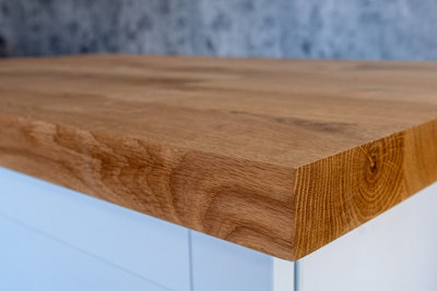Farmhouse Oak Worktop 3m x 620mm x 38mm - Premium Solid Wood Kitchen Countertop - Real Oak Worktops
