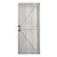 Farmhouse Style Wood Grain Wooden Internal Door Barn Door with 6.6ft Steel Sliding Hardware Kit, 91 x 213cm