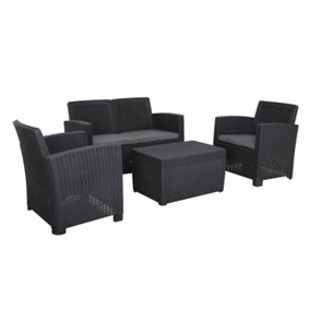 Faro 4 Seater Conversation Set - Polypropylene - H42.2 x W52 x L76.5 cm - Black
