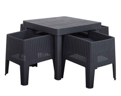 FARO Black 5 pcs Square Dining Set