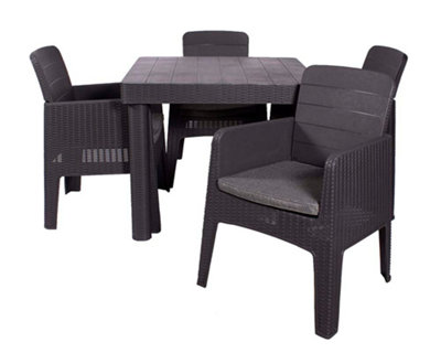 FARO Black 5 pcs Square Dining Set