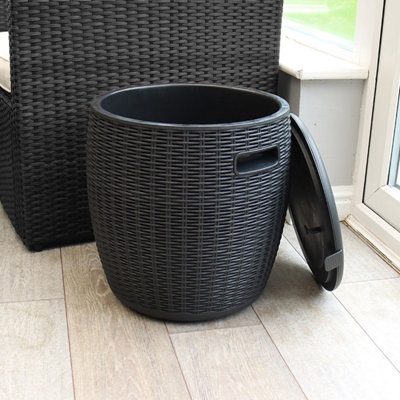Faro Black Ice Bucket with Rattan Weave Effect