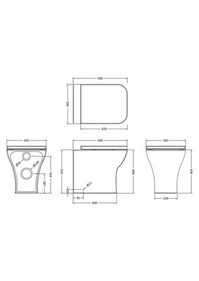 Faron Rimless Back to Wall Toilet Pan & Soft Close Seat (Cistern Not Included) - 410mm x 365mm x 500mm - Balterley