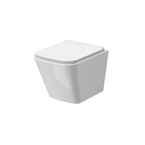 Faron Rimless Wall Hung Square Toilet Pan & Soft Close Seat (Cistern Not Included) - 325mm x 350mm x 480mm - Balterley