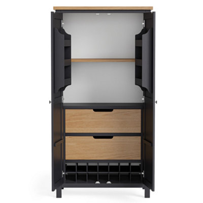 Farro Charcoal Kitchen Larder Cabinet with Wine Rack - By Roseland ...