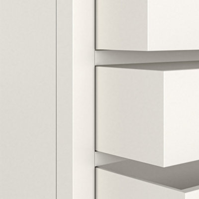 Farro Coconut White 3 Drawer Bedside with Washed Oak Top - Fully Assembled By Roseland Furniture