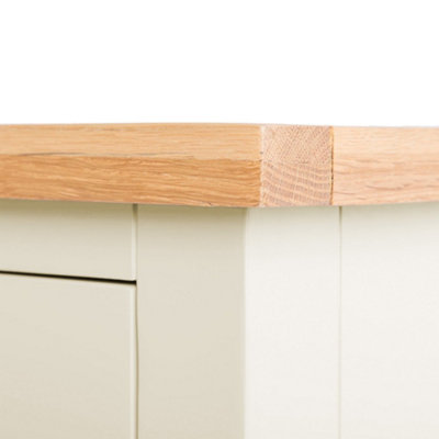 Farro Cream 85cm Large Coffee Table with Drawer and Shelf - Painted with Oak Top By Roseland Furniture