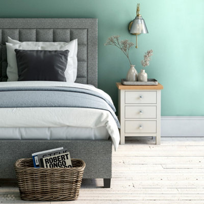 Farro Cream Bedside Table - Fully Assembled 3 Drawer Cabinet - By Roseland Furniture