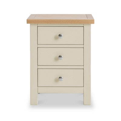 Farro Cream Bedside Table - Fully Assembled 3 Drawer Cabinet - By Roseland Furniture