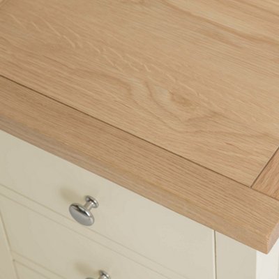 Farro Cream Bedside Table - Fully Assembled 3 Drawer Cabinet - By Roseland Furniture