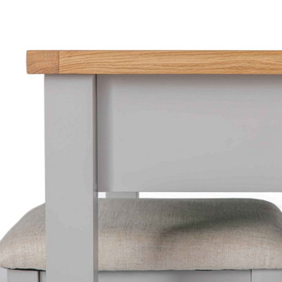 Farro Grey 90cm Dressing Table Set with Swivel Mirror & Stool - Painted with Oak Top - By Roseland Furniture