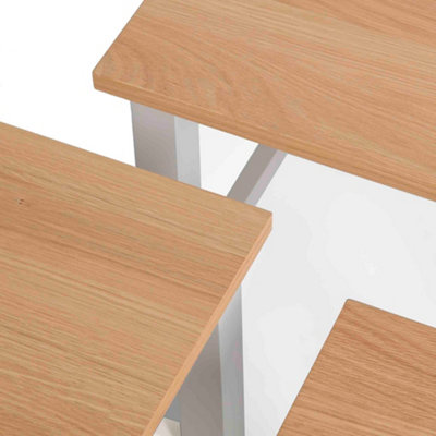 Farro Grey Nest of 3 Tables - Painted with Oak Top - Fully Assembled By Roseland Furniture